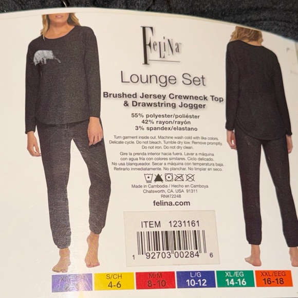 Comfyz Gray Lounge Set Women's Size Small by Felina Jersey Crewneck & Jogger - Picture 5 of 5